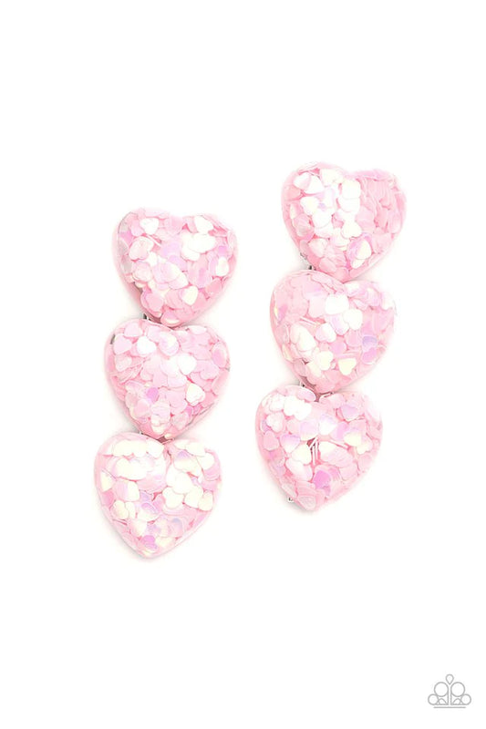 Accesorios para el cabello de Paparazzi ~ Corazón lleno de confeti - Rosa