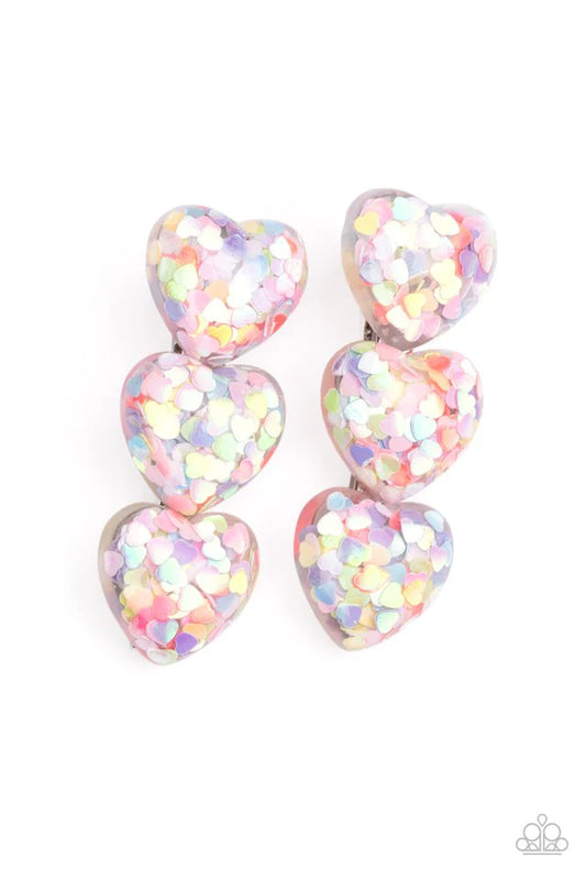 Accesorios para el cabello de Paparazzi ~ Corazón lleno de confeti - Multicolor