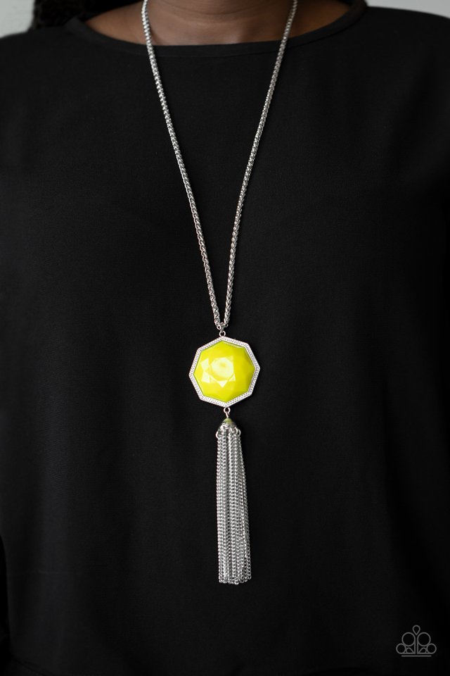 Prismatically Polygon - Yellow - Paparazzi Necklace Image