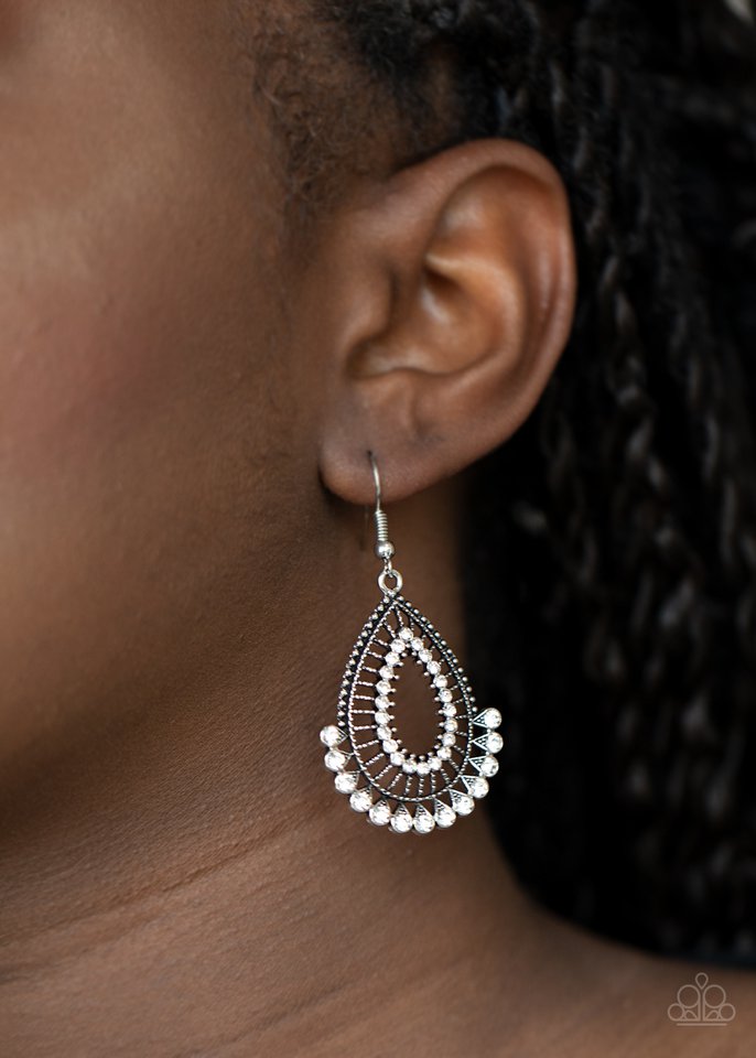 Castle Collection - White - Paparazzi Earring Image