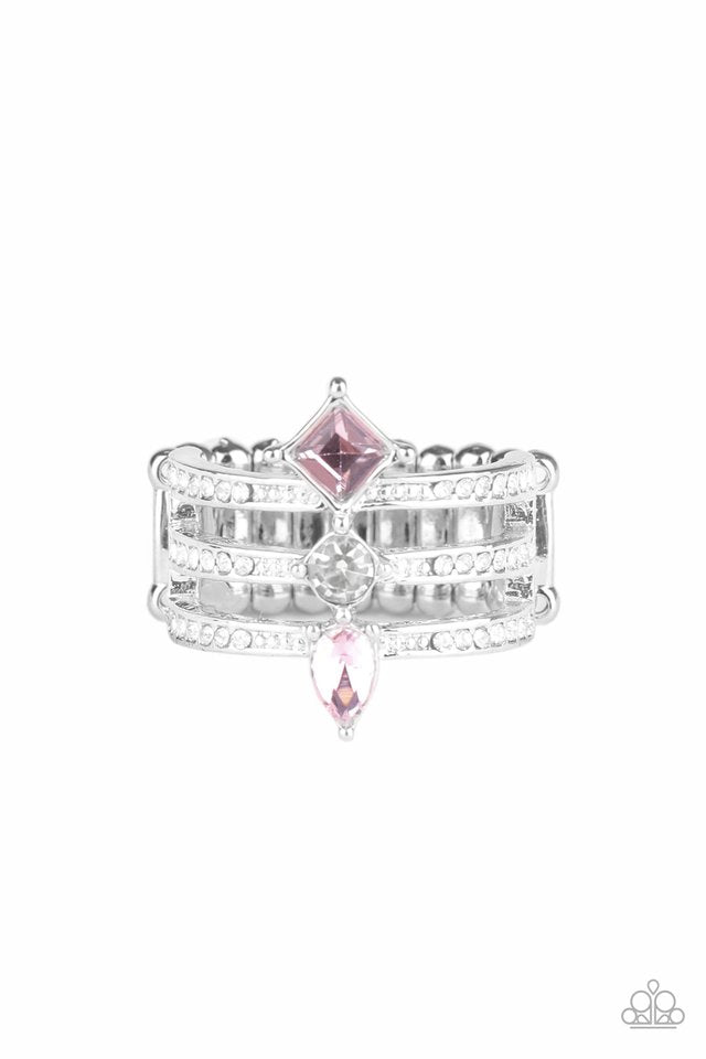 Triple Throne Twinkle - Pink - Paparazzi Ring Image