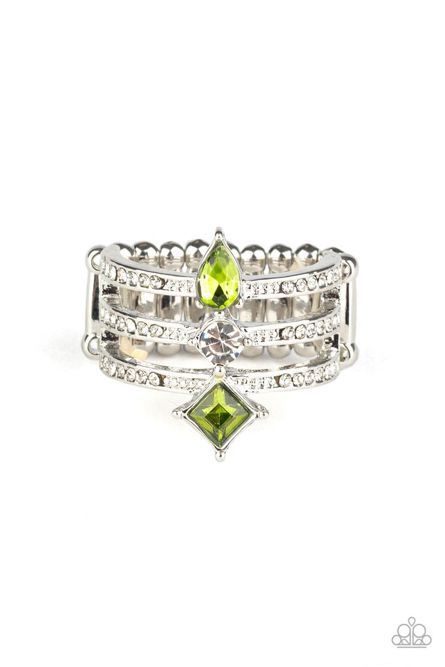 Triple Throne Twinkle - Green - Paparazzi Ring Image