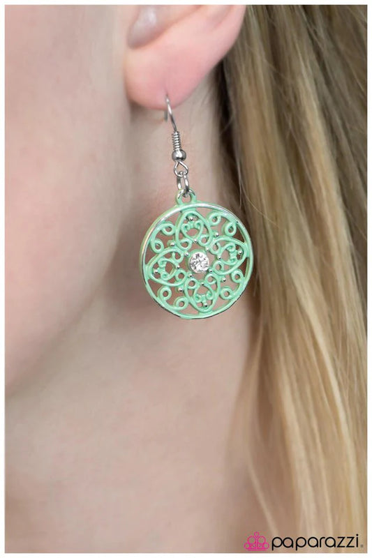 Paparazzi Earring ~ Due West - Green