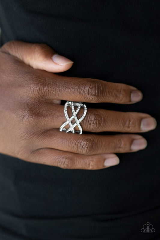 Cross Action Couture - White - Paparazzi Ring Image