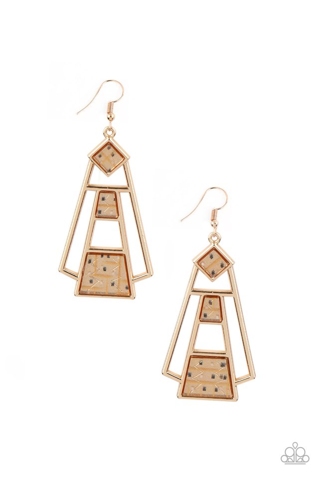 Retro Minimalist - Gold - Paparazzi Earring Image