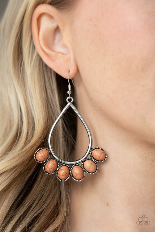 Stone Sky - Brown - Paparazzi Earring Image