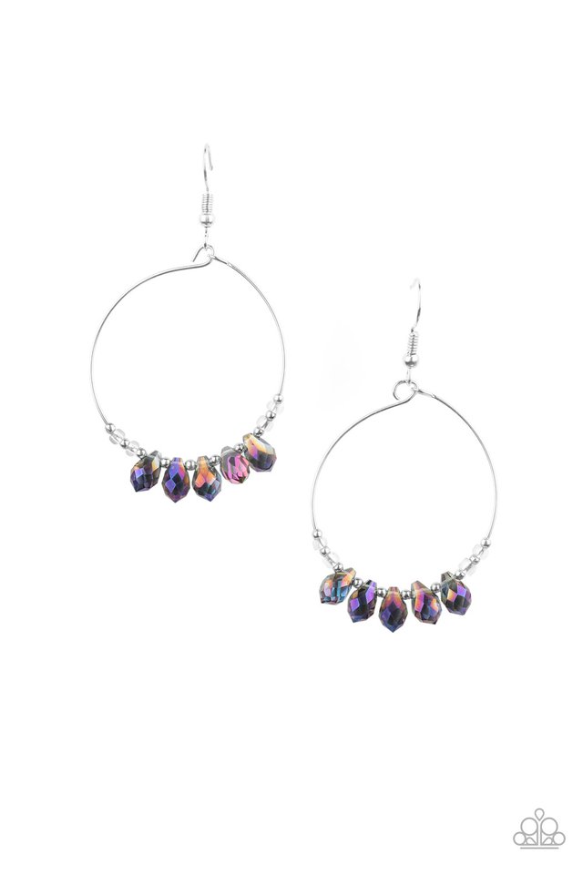 Holographic Hoops - Purple - Paparazzi Earring Image