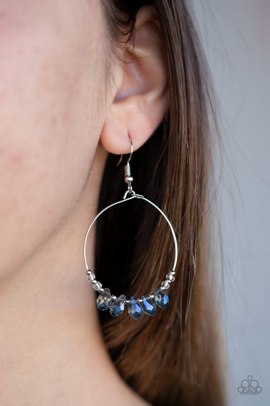 Holographic Hoops - Blue - Paparazzi Earring Image