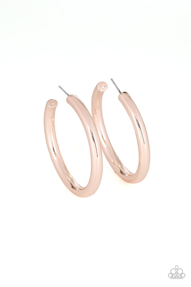 Hoop Hustle - Rose Gold - Paparazzi Earring Image