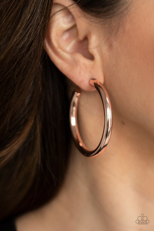 Hoop Hustle - Rose Gold - Paparazzi Earring Image