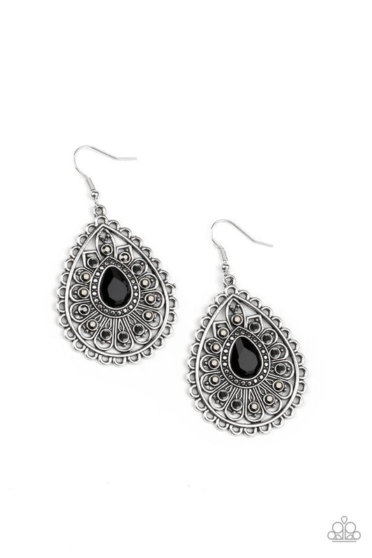 Eat, Drink, and BEAM Merry - Black - Paparazzi Earring Image