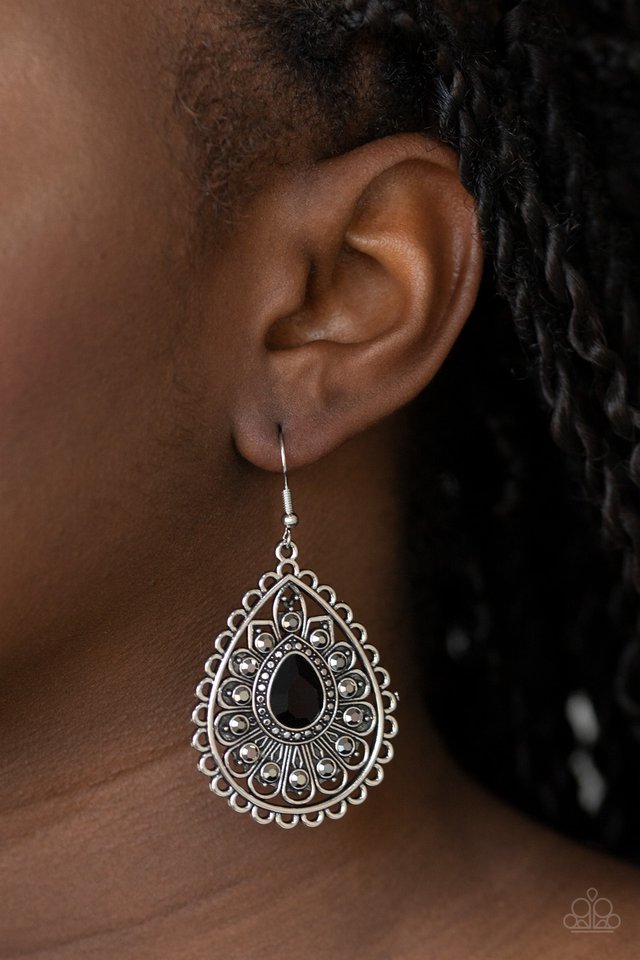 Eat, Drink, and BEAM Merry - Black - Paparazzi Earring Image