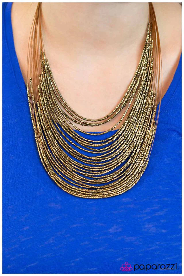 Paparazzi Necklace ~ Catwalk Queen - Brass