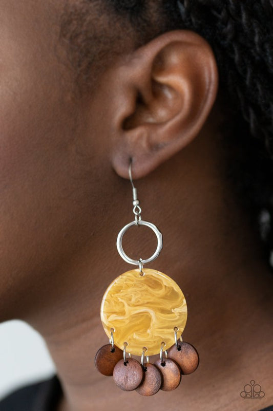 Beach Waves - Yellow - Paparazzi Earring Image