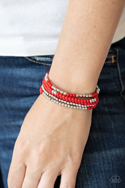 Stacked Showcase - Red - Paparazzi Bracelet Image