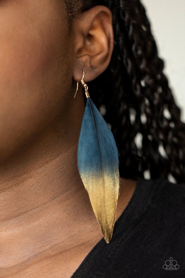 Fleek Feathers - Blue - Paparazzi Earring Image