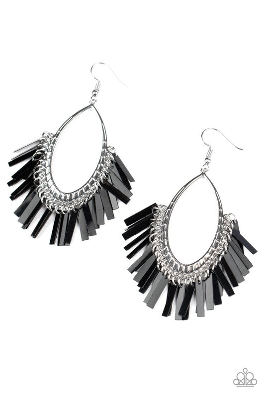 Fine-Tuned Machine - Black - Paparazzi Earring Image