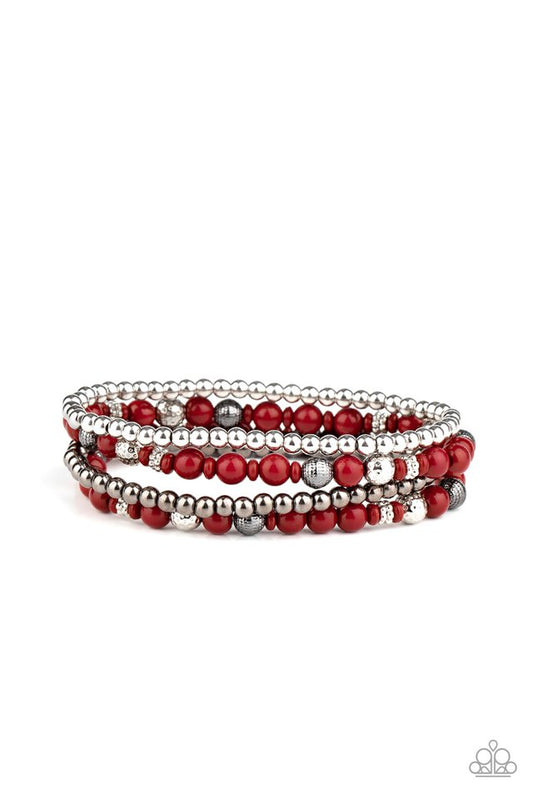 Stacked Style Maker - Red - Paparazzi Bracelet Image