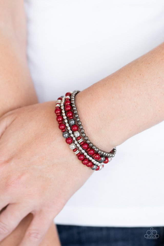 Stacked Style Maker - Red - Paparazzi Bracelet Image