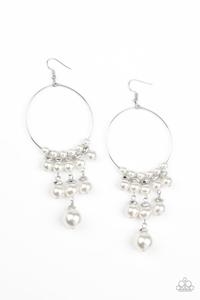Working The Room - White - Paparazzi Earring Image