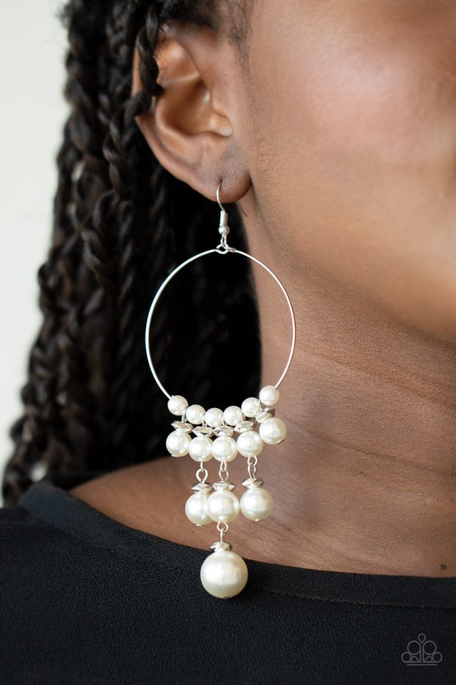 Working The Room - White - Paparazzi Earring Image