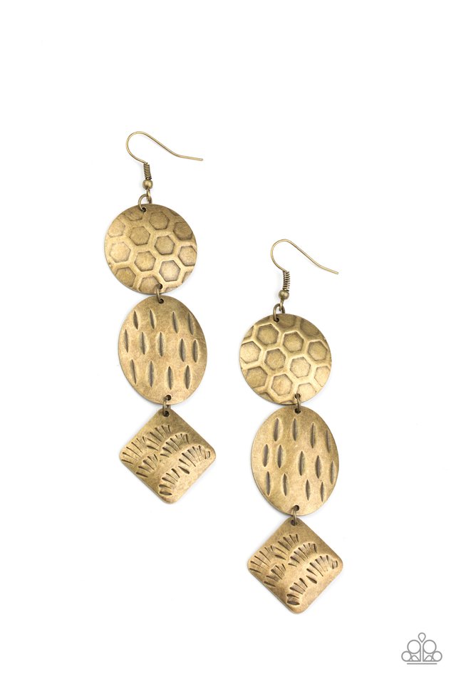 Mixed Movement - Brass - Paparazzi Earring Image