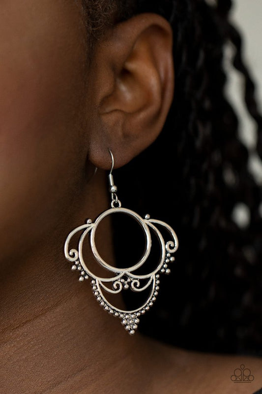 Metallic Macrame - Silver - Paparazzi Earring Image