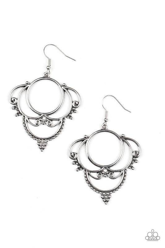 Metallic Macrame - Silver - Paparazzi Earring Image