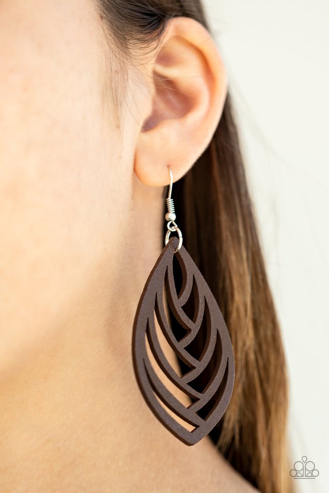 Out of the Woodwork - Brown - Paparazzi Earring Image