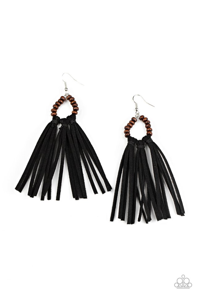 Easy To PerSUEDE - Black - Paparazzi Earring Image