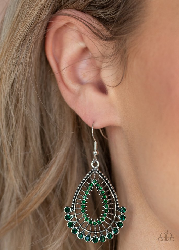 Castle Collection - Green - Paparazzi Earring Image