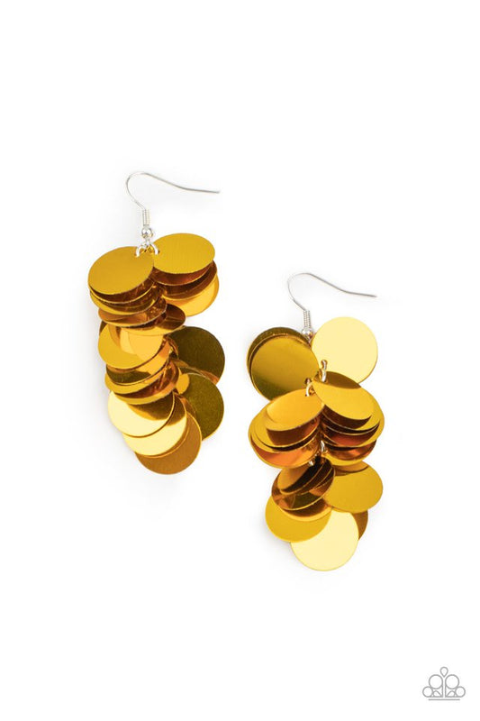 Now You SEQUIN It - Gold - Paparazzi Earring Image