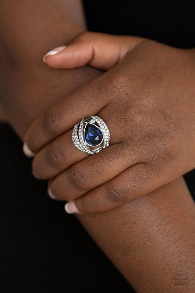 Stepping Up The Glam - Blue - Paparazzi Ring Image