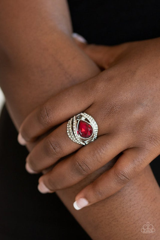 Stepping Up The Glam - Red - Paparazzi Ring Image