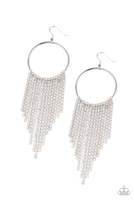 Paparazzi Earring ~ Streamlined Shimmer - White