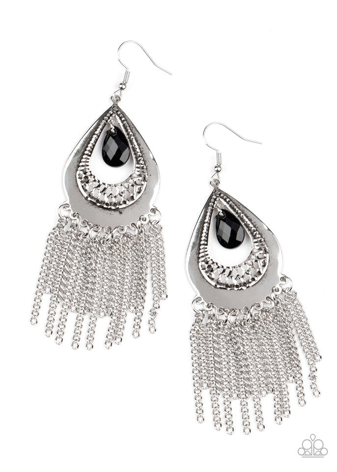 Scattered Storms - Black - Paparazzi Earring Image