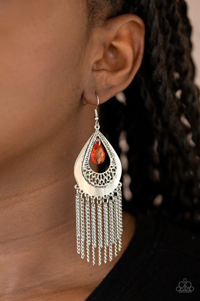 Scattered Storms - Red - Paparazzi Earring Image