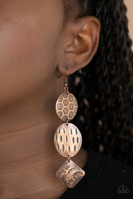 Mixed Movement - Copper - Paparazzi Earring Image