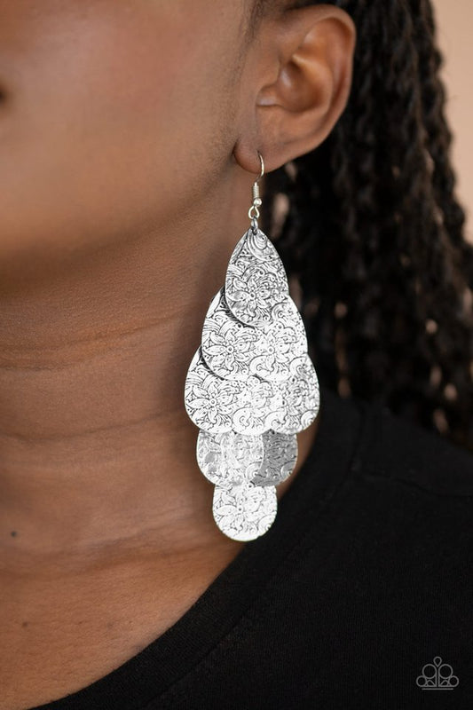 Hibiscus Harmony - Silver - Paparazzi Earring Image