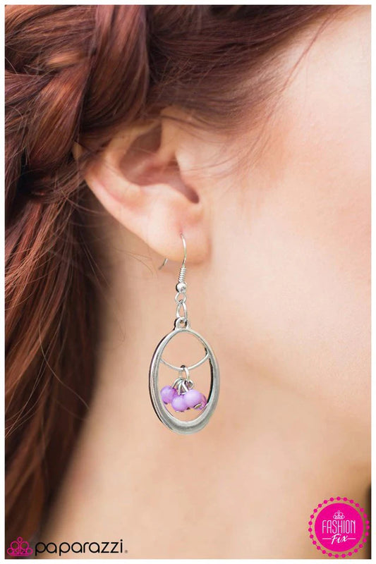 Paparazzi Earring ~ Huddle Up - Purple