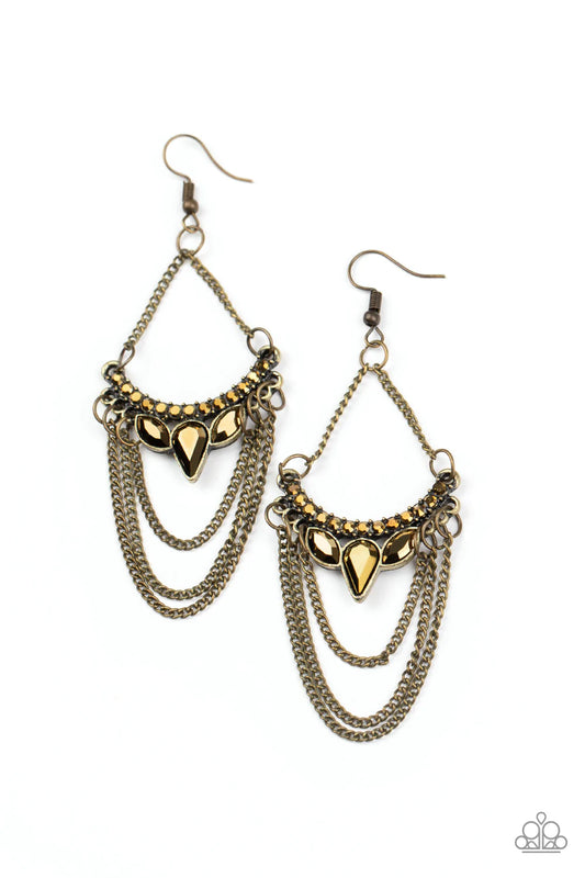 Paparazzi Earring ~ Burst Into TIERS - Brass