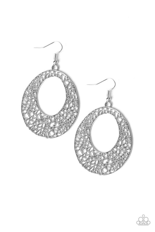 Serenely Shattered - Silver - Paparazzi Earring Image