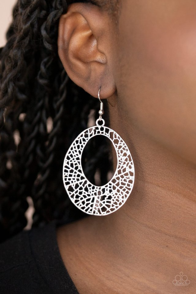 Serenely Shattered - Silver - Paparazzi Earring Image