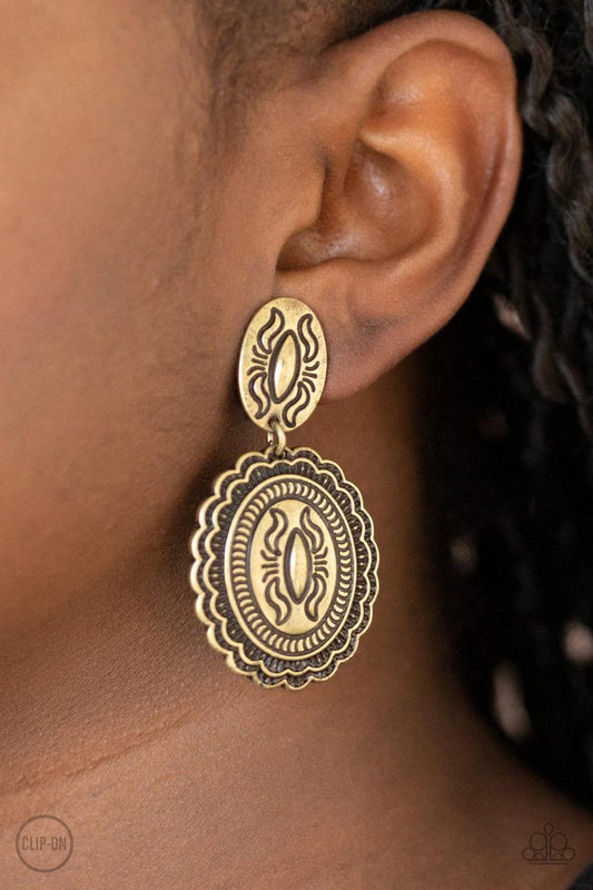 Ageless Artifact - Brass - Paparazzi Earring Image