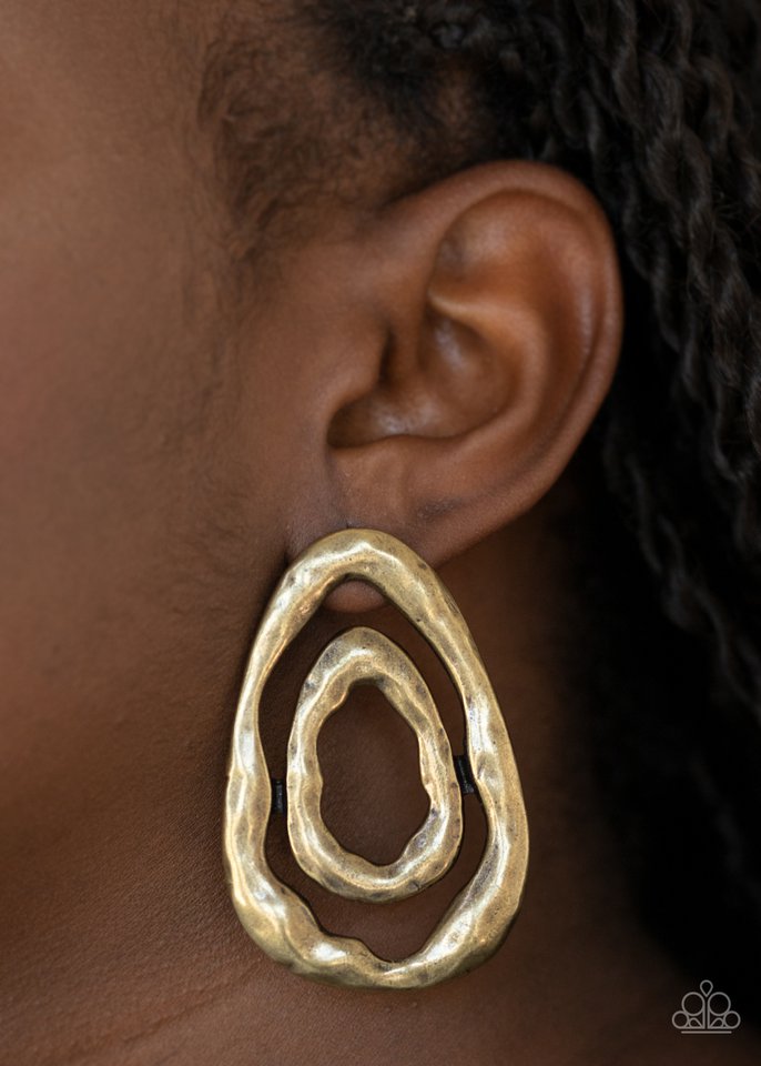 Ancient Ruins - Brass - Paparazzi Earring Image