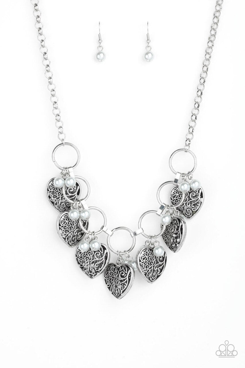 Paparazzi Necklace ~ Very Valentine - Silver