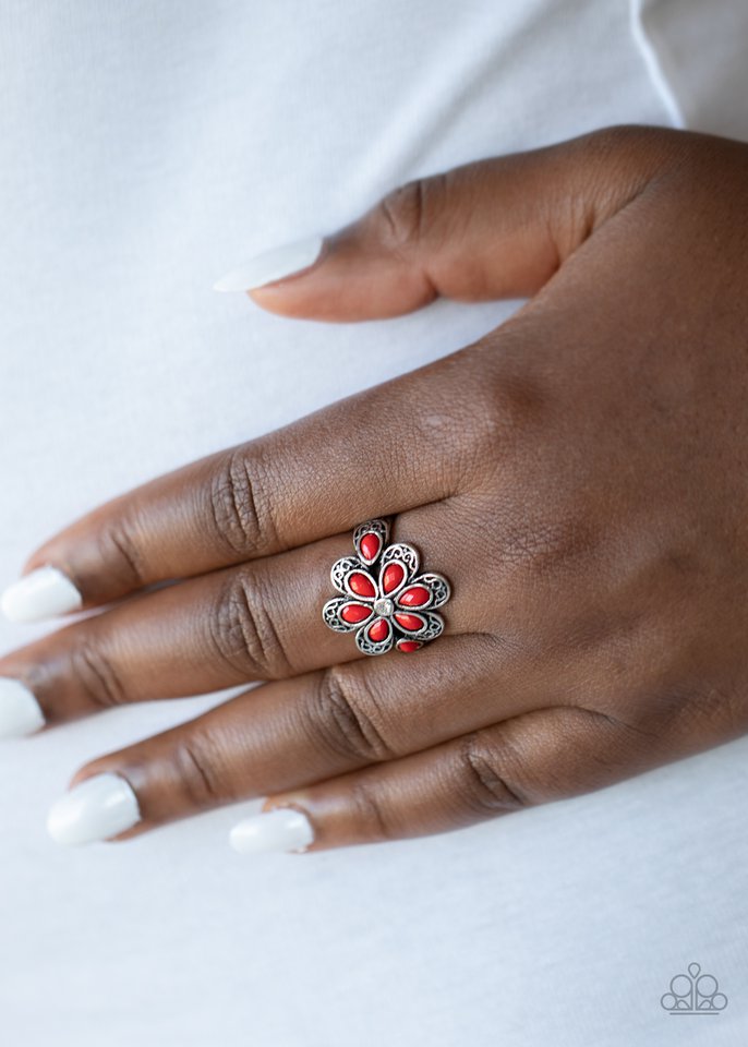 Fruity Florals - Red - Paparazzi Ring Image