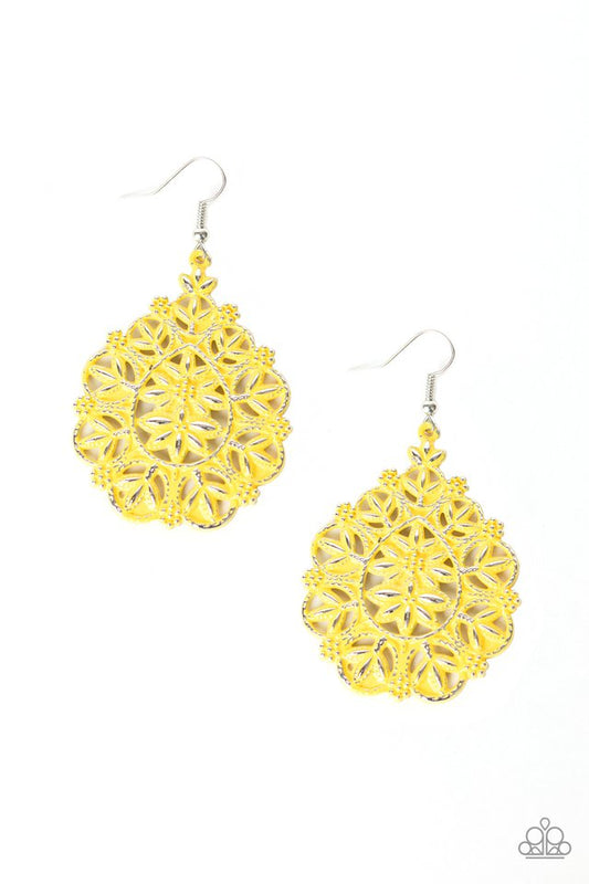 Floral Affair - Yellow - Paparazzi Earring Image