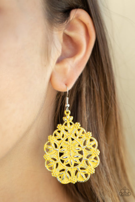 Floral Affair - Yellow - Paparazzi Earring Image