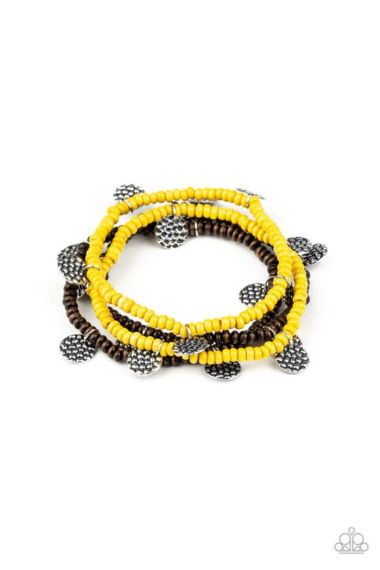 WOODnt Count It - Yellow - Paparazzi Bracelet Image